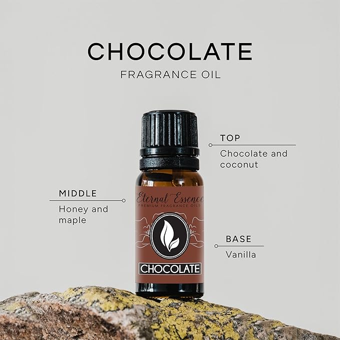 Eternal Essence Oils Chocolate Premium Grade Fragrance Oil - Vegan Fragrance Oil in Safe Amber Glass - All Phthalate Free Scented Oil Perfect for Candles, Soaps, Air Fresheners and More (10 ml)