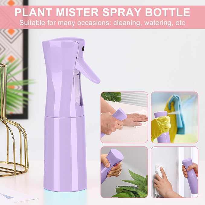 Hair Mister Spray Bottle，Spray Water Bottle Fine Mist Refillable Plants（6.8OZ /200ML） Barber，Showering Pets, Plants, travel, Ironing and Cleaning ﻿ (Purple-1Pcs)