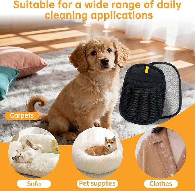 Pet Hair Removal Glove, 2025 Newly Upgraded Electrostatic Pet Hair Remover Glove with Comb, Magic Brush Pet Hair for Clothing, Sofa, Carpet, Car Seat (2 Pack)