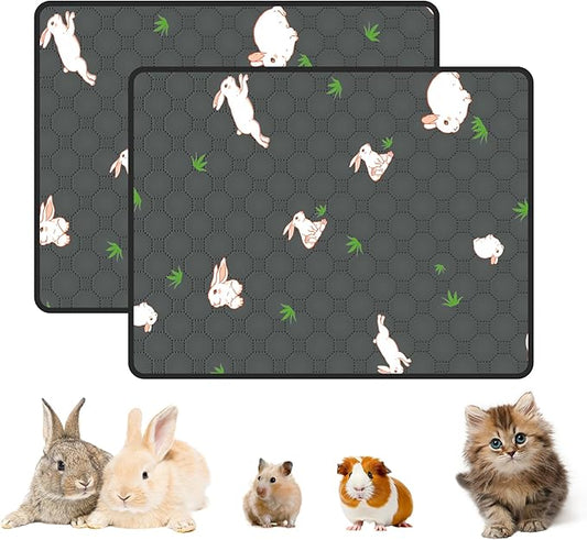 2-Pack Guinea Pig Cage Liner, 20in x 26in Fast Absorption Washable Bedding Pee Pads for Dogs Puppy Rabbit Small Animal Cage Mat, Leakproof & Non-Slip