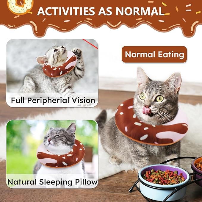 Cat Cone Collar Soft, Cat Recovery Collars for Wound Healing Cute Adjustable Kittens Cones to Stop Licking Comfortable Lightweight Neck Elizabethan Collars for Kittens