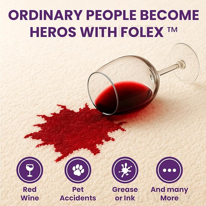 FOLEX Instant Carpet Spot Remover 32 oz – Powerful Stain Remover for Carpets, Upholstery & Rugs – Eliminates Pet Stains, Grease, Red Wine, Food, Makeup & More – With Reusable Cleaning Cloth – 2 Pack