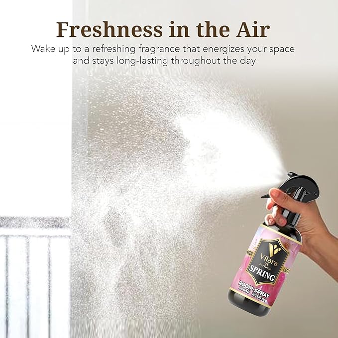 Vilara US Room Spray Freshener – Long-Lasting Luxury Perfume Scent, Linen & Fabric Spray for Bedding, Furniture, Home & Bedroom Aromatherapy – 16.9 fl oz (Spring Pack 3)