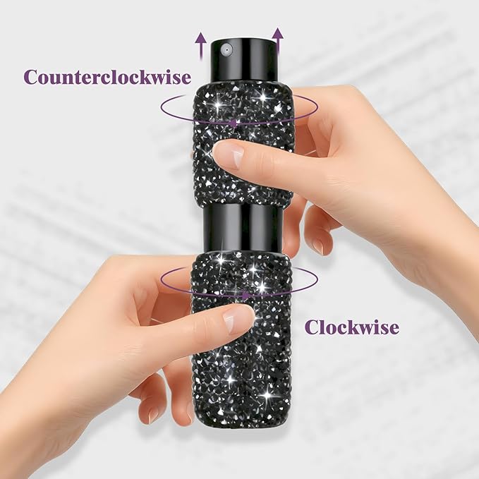Portable 8ML Perfume Travel Refillable Bottle, Travel Size Perfume Refill Atomizer Bottle,Mini Spray Bottle Empty for Refill(Black 2PCS)
