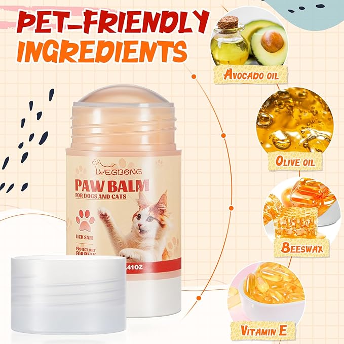 Cat Paw Butter 1.4 oz Paw Balm for Cats Dogs Dry Noses and Cracked Paws Protection Soother Balm Natural Butter for Rough Feet