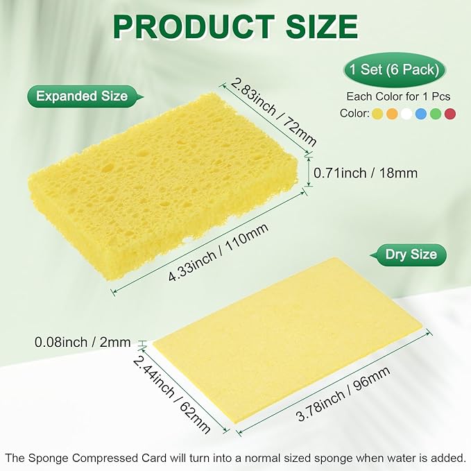 1-Set Kitchen Sponges, Condense Eco Cellulose Non-Scratch Scrub Heavy Sponge for Kitchen/Household/Bathroom, Clean Tough Messes Dish Scrubber [Multicolor]