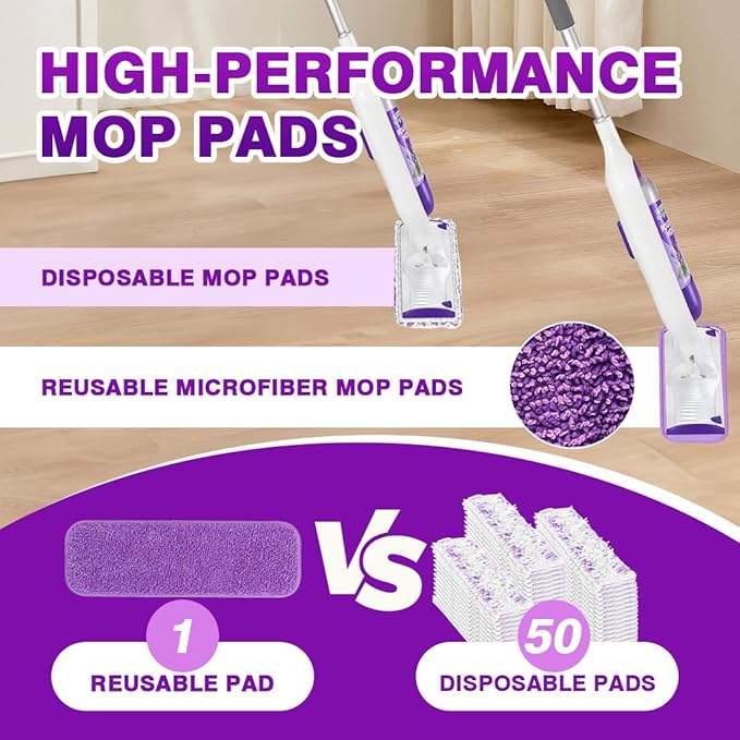 HOMEXCEL Reusable Microfiber Mop Pads for Swiffer PowerMop 8 Pack, Power Mop Pads Refills for 13 ''-15 '' Spray Mop, Machine Washable Pad Replacement for Multi-Surface Floor Cleaning