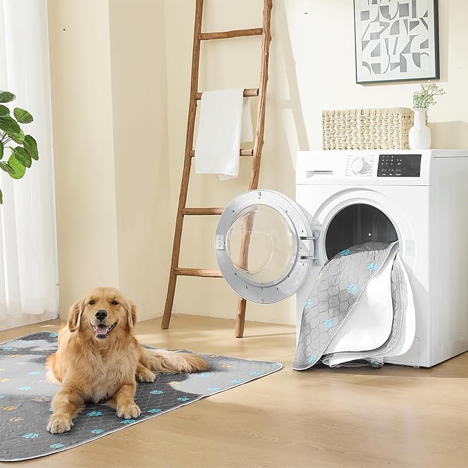 Aitmexcn Washable Puppy Dog Pee Pad, 2PCS 100% Waterproof Whelping Training Mat for Puppy/Senior Dog, Fast Drying Reusable Puppy Pads for Indoor, Outdoor and Car Travel- 72x72'' Llight Gray