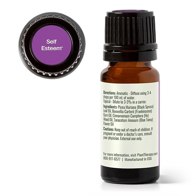 Plant Therapy Self Esteem Essential Oil Blend for Confidence, 10 mL (1/3 oz), 100% Pure, Undiluted, Therapeutic Grade