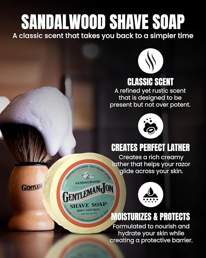 Gentleman Jon Complete Shaving Brush Kit – Old Fashion Shaving Kit for Men, Includes Shave Brush, Shave Bowl, Shave Soap & Stand, Vintage Wet Shave Mug, Barber-Style 4-Piece Gift Set