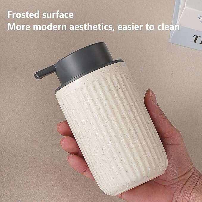 Beige Ceramic Soap Dispenser Set - Modern Refillable Hand Soap Dispenser With Pump for Bathroom, Kitchen, Farmhouse Decor - 2 Pack