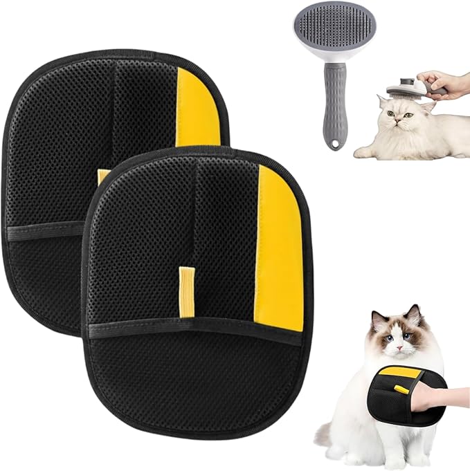 Pet Hair Removal Glove for Cats & Dogs, 2Pcs Newly Upgraded Electrostatic Pet Hair Remover Gloves, Reusable Magic Brush Pet Hair，Pet Hair Remover for Laundry, Sofas，Carpets，Clothing