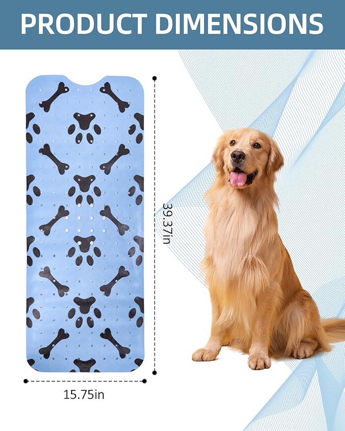 Dog Bath Mat for Tub Non-Slip Pet Bathtub Mat Fast Dry Dog Shower Attachment Mat Senior Friendly Dog Bath Supplies (Blue