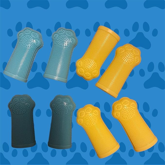 Dog Toothbrush PAW, 360 Tooth Brushing Kit, Cat Toothbrush, Dog Teeth Cleaning, Finger Tooth brush, Dental Care, Small & Large Pets, Toothpaste Not Included (Blue, 1 Count (Pack of 2))