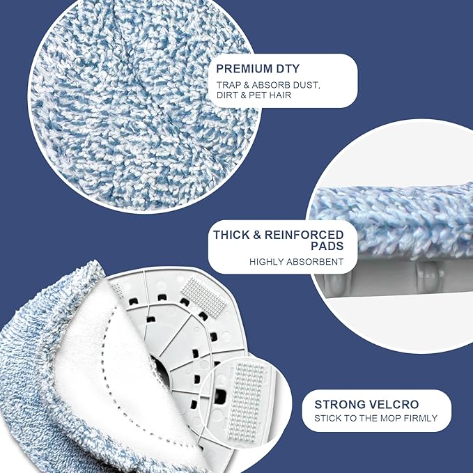 Mop Pads for O-Cedar, New Upgrade 4 Pack Mop Refill Pads, Perfect Addition for Ocedar System Owners, Machine Washable, Reusable, Easy to Replace