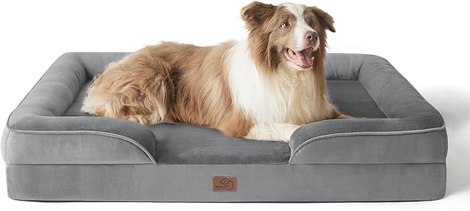 Bedsure L Plus Orthopedic Dog Bed for Large Dogs - Washable Dog Cat Bed Waterproof, L Plus Big Comfort Dogs Couch Sofa with Washable Removable Cover, Pet Bed with Nonskid Bottom, Grey, 38"