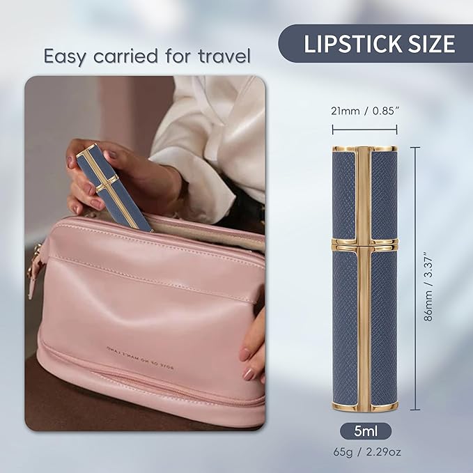 5ml Perfume Spray Bottle, AG00RP Leather Refillable Dispenser Bottom Fill Fragrance Scent Container, Portable and Leak-proof Suitable for Traveling & Outgoing (Rose Pink)