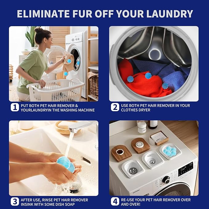 20 pcs Pet Hair Remover for Laundry, Reusable Dog & Cat Hair Remover Tool, Effectively Removes Pet Hair, Lint and Dander from Bedding and Clothing, Suitable for Washing Machines, Dryers