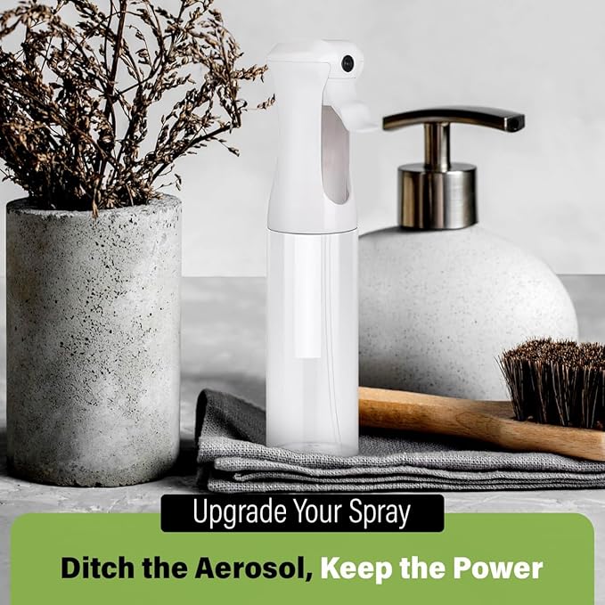 VIGOR PATH Continuous Spray Bottle for Hair – Fine Mist Mister for Hairstyling, Cleaning, Plants, Pets, Barbers, Salons, and Essential Oil Applications (300ml/10 oz) Clear 2 Pack