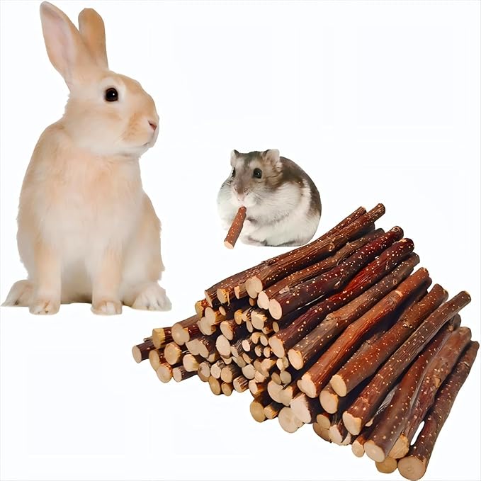 400g/14oz Apple Wood Sticks for Rabbits,Natural Apple Chew Sticks Toys and Treats for Chinchilla Guinea Pig Hamster Gerbil Bunny