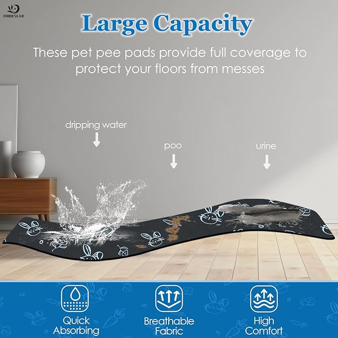 2-Pack Guinea Pig Cage Liner Washable, 24in x 36in Ultra-Absorbent Guinea Pig Bedding for Cage Non-Slip Leak-Proof Pee Pads for Dogs Rabbit Bunny Cat Litter Mat, Navy