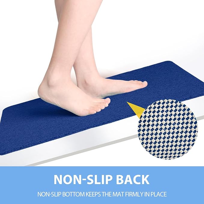 Non-Slip Bathtub Mat, 2 Pack Anti Slip Shower Mat, Fast Drying Bathtub Mats, Foot Scrubber Mat, Anti Slip Mat for Tub, Floor, Bathroom, Kitchen, Home, Hotel (Navy Blue 24"×16"+24"×16")