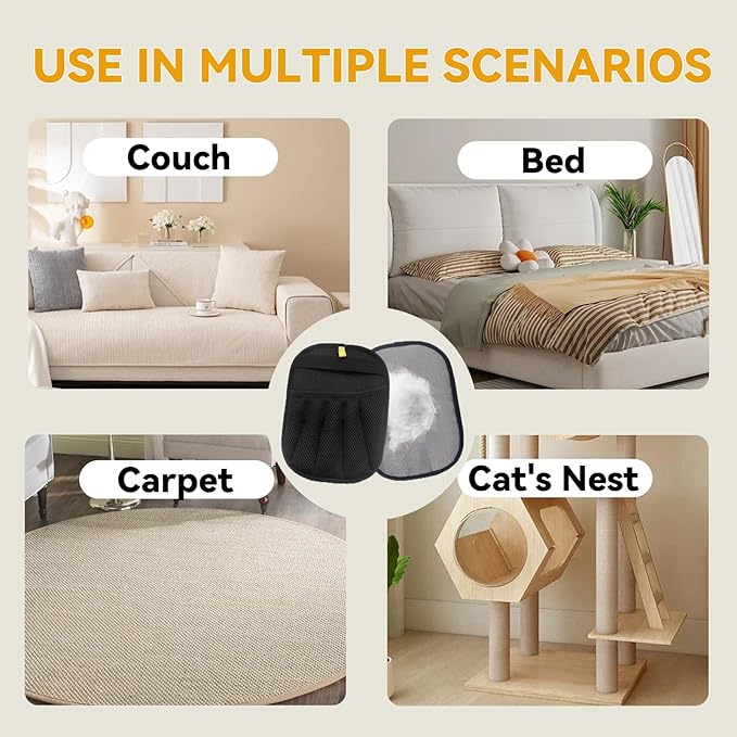 2 Packs Pet Hair Removal Glove,Pet Hair Remover for Cat & Dog,New Upgraded Electrostatic Gloves Pet Hair,Reusable Electro Static Pet Hair Remover Electrostatic Gloves for Furniture,Couch