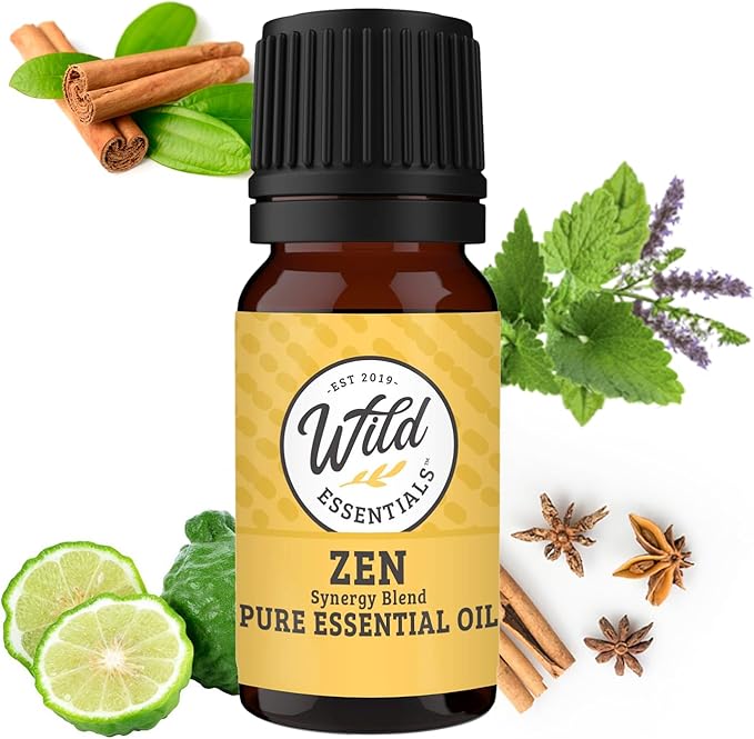 Wild Essentials 100% Pure Therapeutic Grade Zen Essential Oil Blend Combo for Aromatherapy Diffusers - 10ml - Calming, Meditative, Stress, Made in The USA