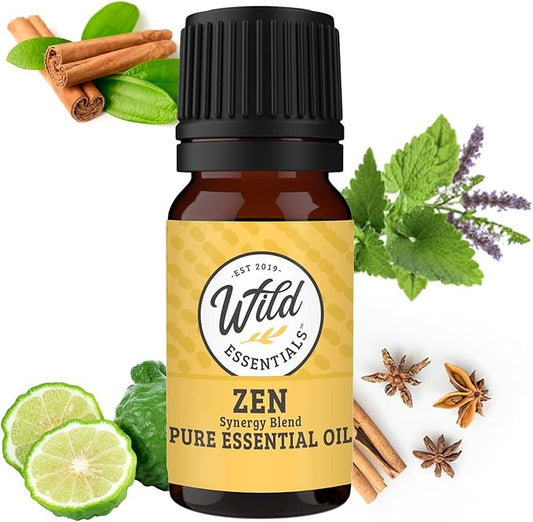 Wild Essentials 100% Pure Therapeutic Grade Zen Essential Oil Blend Combo for Aromatherapy Diffusers - 10ml - Calming, Meditative, Stress, Made in The USA