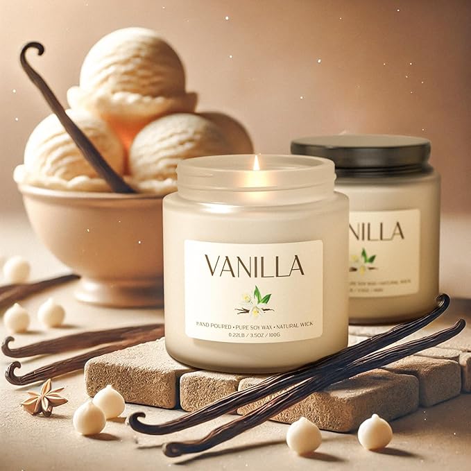 Vanilla Candle, Soy Candles for Women, Soy Candles for Home Scented, 2 Pack Aromatherapy Candle Gift Set for Relaxing, Stress Relief & Home Decor