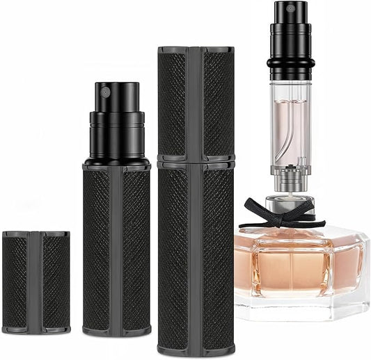 5ml Perfume Spray Bottle, AG00BK Leather Refillable Dispenser Bottom Fill Fragrance Scent Container, Portable and Leak-proof Suitable for Traveling & Outgoing (Black 5ml)