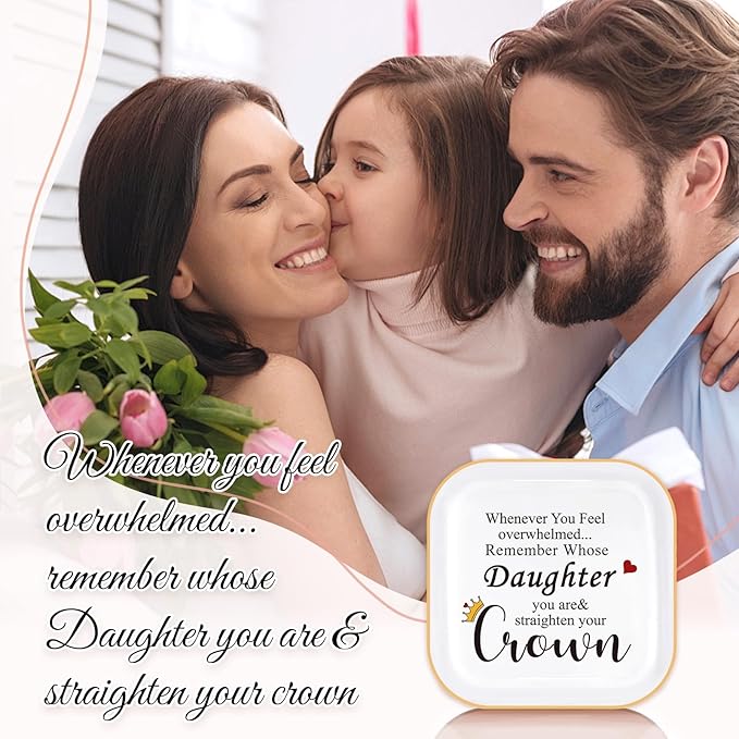 Mom's Jewelry Holder - Remember Whose Daughter You Are - Straighten Your Crown - Gifts for Daughter's Graduation, Wedding, Mother's Day, Valentine's Day