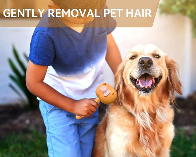 Soft Dog Bath Brush with Shampoo Dispenser, Hair Brush for Bathing and Shedding, Deep Cleaning Dog Bath Scrubber Supplies for Short Long Haired Dogs and Cats