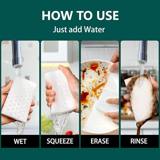 20 Pack Magic Sponges Erasers, 2X Density Long Lasting Melamine Sponge in Bulk, Household Cleaning Supplies, Kitchen Sponge for Bathroom, Wall, Shoe, Car, Dish, Sink, Shower Cleaner Tool