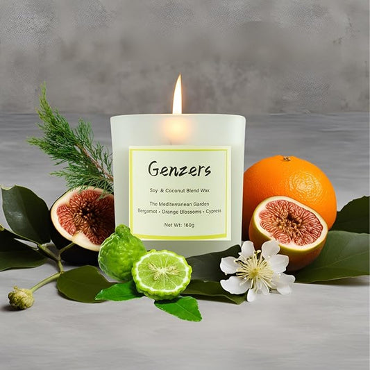 Bergamot Citrus Scented Candle Gift Set,Wood Wick Candles Orange Blossom Scent,Non Toxic Natural Candle Soy Wax Clean Burning,Jar Candle with Crackling Wick,Fall Candle Xmas Aromatherapy Gift