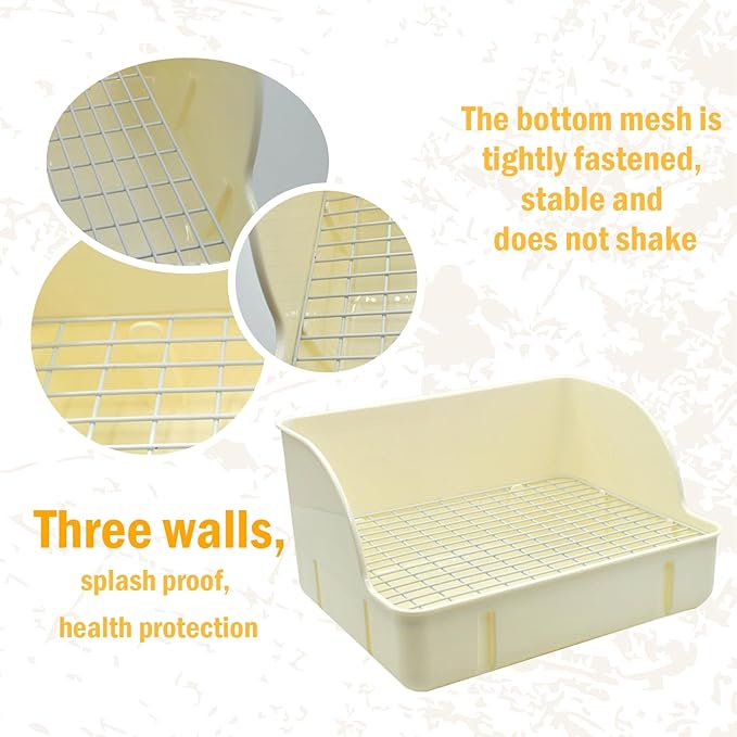 12Pcs Rabbit Litter Box for Cage, Bunny Potty Trainer Corner Guinea Pig Plastic Square Grate Toilet Pet Bedding Litter Box for Small Animal Ferret Hamster Hedgehog (White)