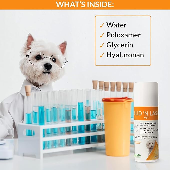 I-LID ’N LASH Vet Pump Pet Tear Stain Preventer for Dogs (50 ml) | Prevents Eye Tear Stains | Odor Eye Cleaner | Cats & Dogs Tear Stain Solution with Hyaluronic Acid | Non Antibiotic Eye Wash Solution