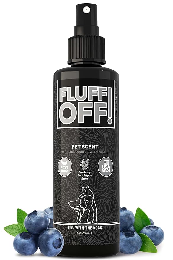 Girl With The Dogs FLUFF OFF Pet Scent (Blueberry Bubblegum) 8 Oz - for Cats and Dogs - Made in USA