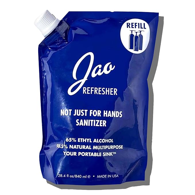 Jao Brand Refresher Refill | Multipurpose Travel Hand Sanitizer, Face Moisturizer, Toner For Face, & Aftershave | Skin Care Travel Essentials | Plant-based | No Parabens, No Sulphates | 28.4 oz