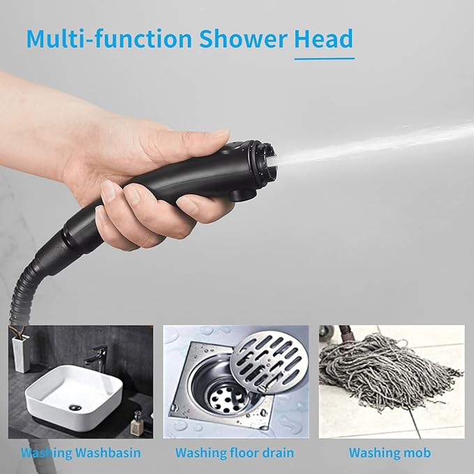 KAIYING Drill-Free High Pressure Handheld Shower Head with ON/OFF Pause Switch 3 Spray Modes Water Saving Showerhead, Detachable Puppy Shower Accessories (N:Shower Head (Black)+Bracket+Hose)
