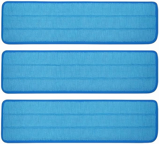 3 Pack Microfiber Pad Universal Commercial 17-18 Inch Head- Heavy Duty - Wet & Dry Commercial Cleaning Refills Reusable Mop Refills Fit for Most Microfiber Flat Mop System