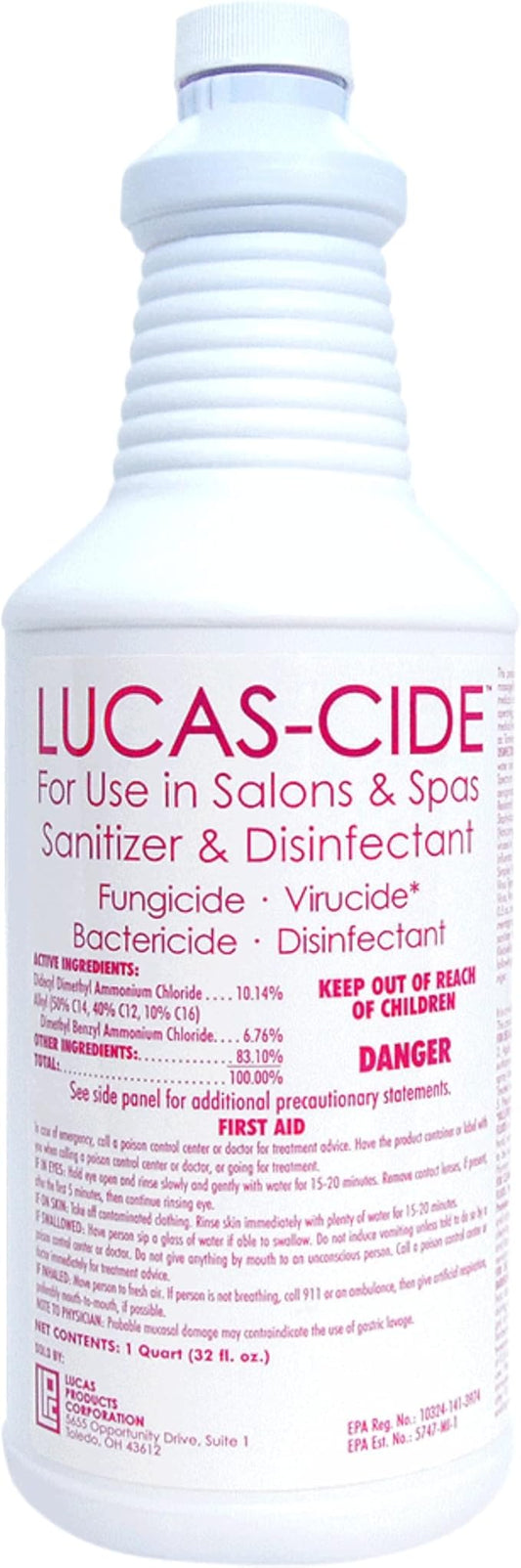 LUCAS-CIDE Salon and Spa Disinfectant, Hospital Grade, Pink, 32 Fl Oz