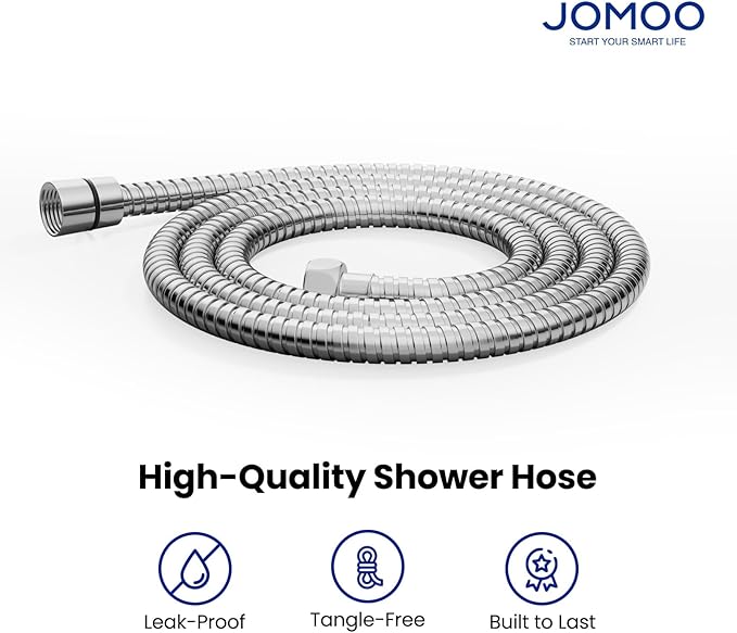 JOMOO 118-Inch Extra Long Shower Hose, Stainless Steel Handheld Shower Hose Extension with Brass Fittings & EPDM Inner Tube – Anti-Kink, Leakproof, Flexible Shower Head Hose Replacement, Chrome