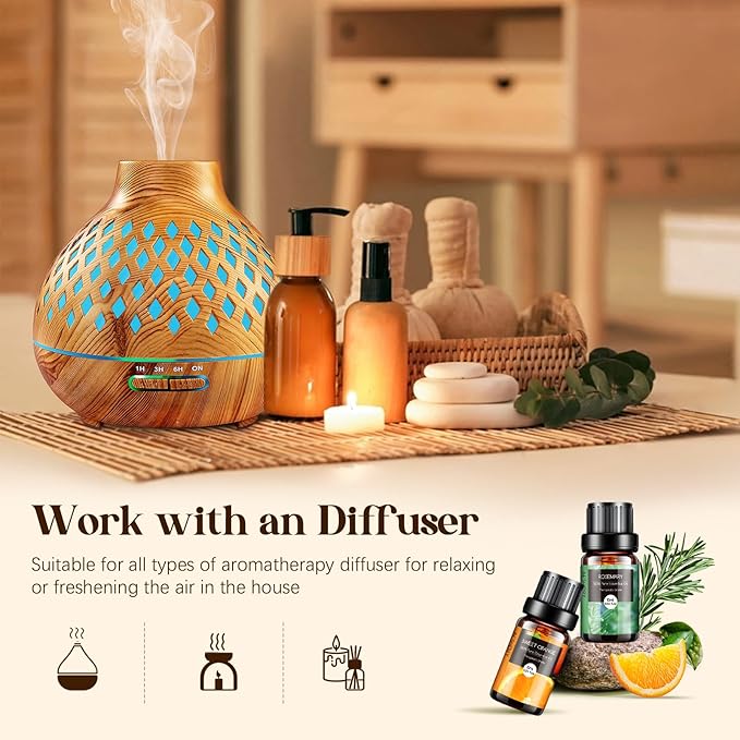 Essential Oils Set, 20x10ml Aromatherapy Essential Oil Kit for Diffuser, Humidifier, Massage, Skin & Hair Care - Lavender, Eucalyptus, Tea Tree, Sweet Orange, Lemongrass and Peppermint