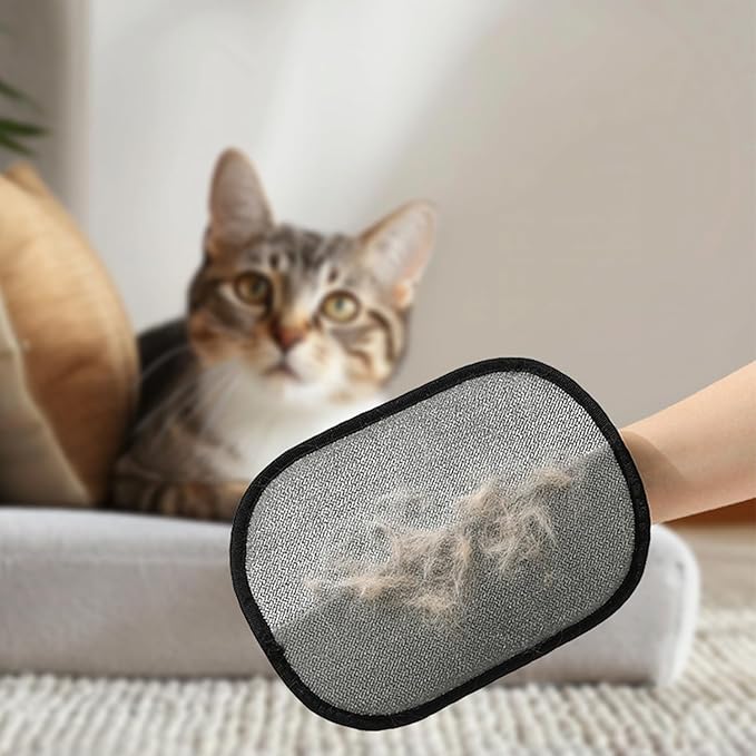 2 Pcs Electrostatic Gloves Pet Hair Removal with Cat Comb,Reusable Electrostatic Pet Cat Dog Hair Remover Grooming Gloves Brush Tool for Couch,Furniture,Carpet,Car Seat