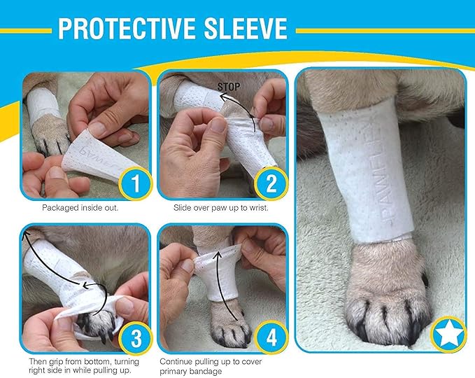 PawFlex Protective Sleeve Tubular Cover - Bandages - for Dogs Cats and Other Pets First Aid Wound Care Comfortable Non-Adhesive Breathable & Water Resistant 18 Strips (yields 36-54 Covers)-(X-Large)