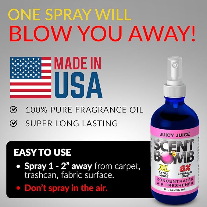 Scent Bomb Air Freshener Spray, Long-Lasting Odor Eliminator for Home & Car, Effective Deodorizer Spray for Kitchen, Bathroom, Fresh Room Spray & Smell Neutralizer, Jolly Grape