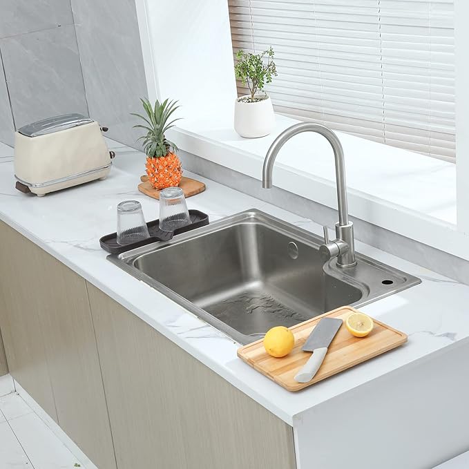 Silicone Bathroom Soap Dishes with Drain Spout-Bathroom and Kitchen Sink Organizer,Sponge Holder,Dish Soap Tray,Perfect for Dispenser,Scrubber,Bottle,Cup on Sink or Counter-Coffee 12"×4"