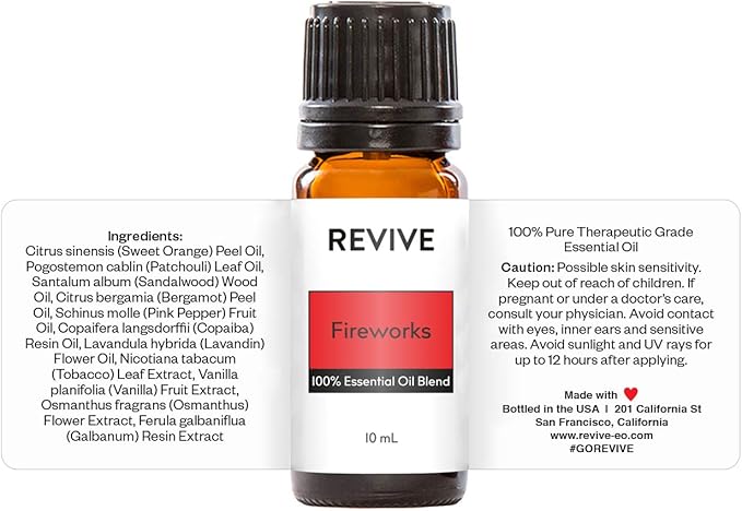 Fireworks Essential Oil Blend by Revive Essential Oils - 100% Pure Therapeutic Grade, for Diffuser, Humidifier, Massage, Aromatherapy, Skin & Hair Care