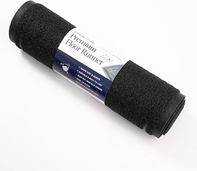 Long Cat Litter Mat Runner 2'x6' - Trap Dirt, Mud and Cat Litter - Premium Waterproof PVC Mesh, Non Slip Rubber Runner for Pets, Entry, Mudroom, Garage, Laundry, RV - Litter Mat XL (Black Modern)